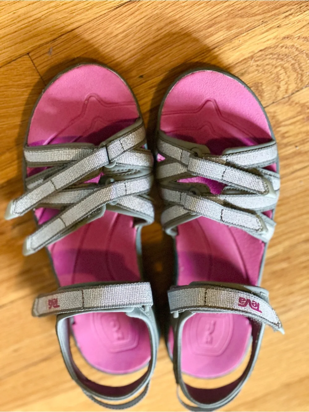 Teva Youth Tirra Sport Sandals Size 5 Pink Grey EUC (Fits Women 7)